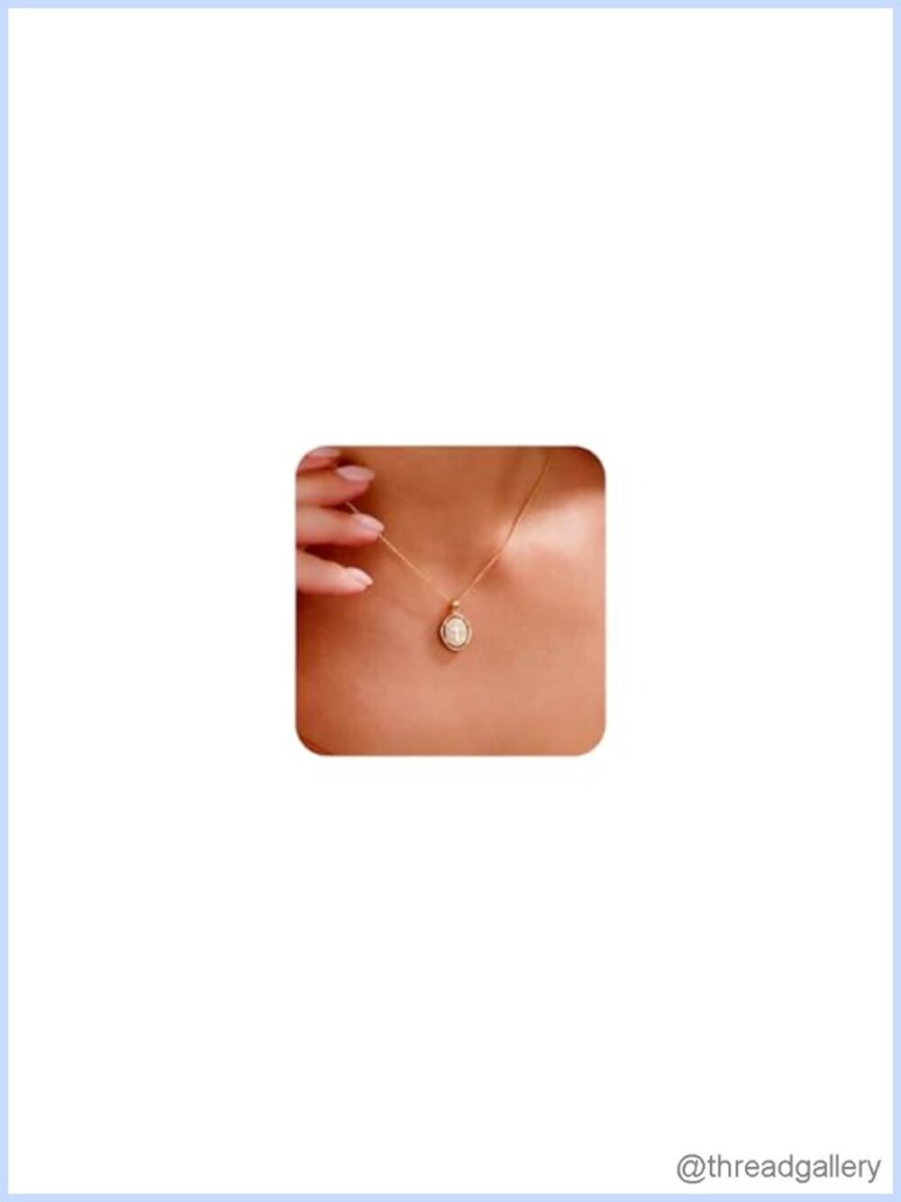 Dainty Cross Necklace 18K Gold Plated Stainless Steel Pearl White Enamel Pendant